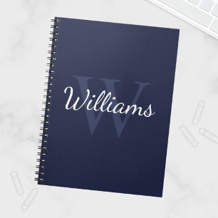 Personalised Monogram and Name Navy Blue Notebook