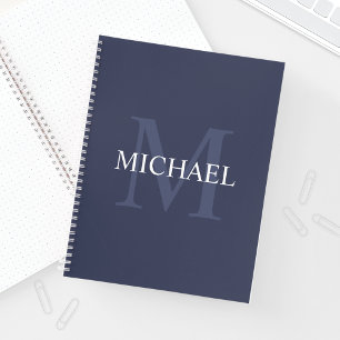 Personalised Monogram and Name Navy Blue Notebook