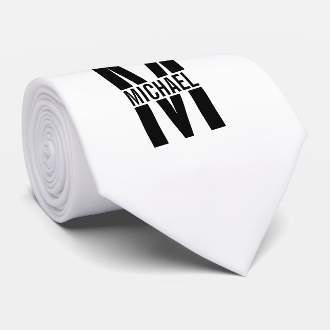 Personalised Monogram and Name Neck Tie (Rolled)