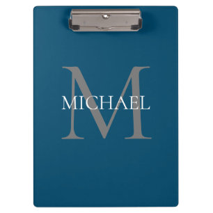 Personalised Monogram and Name Ocean Blue Clipboard