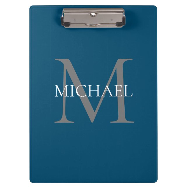 Personalised Monogram and Name Ocean Blue Clipboard (Front)