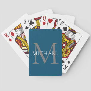 Personalised Monogram and Name Ocean Blue Playing Cards