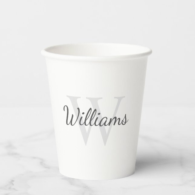 Personalised Monogram and Name Paper Cups (Front)