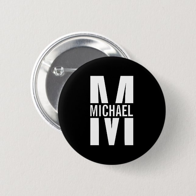 Personalised Monogram and Name Pinback Button (Front & Back)