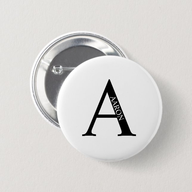 Personalised Monogram and Name Pinback Button (Front & Back)