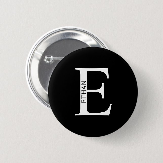 Personalised Monogram and Name Pinback Button (Front & Back)