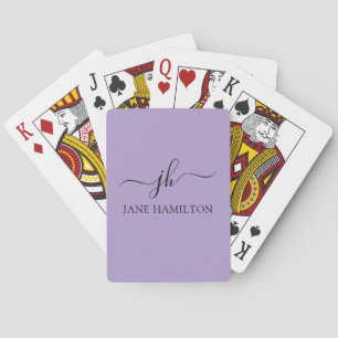 Personalised Monogram and Name Purple Playing Cards