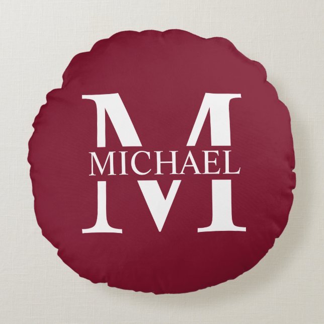 Personalised Monogram and Name Round Cushion (Front)