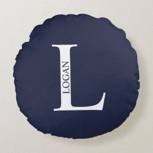 Personalised Monogram and Name Round Pillow