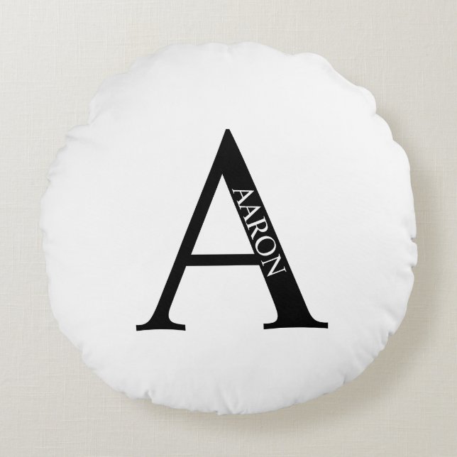 Personalised Monogram and Name Round Pillow (Front)