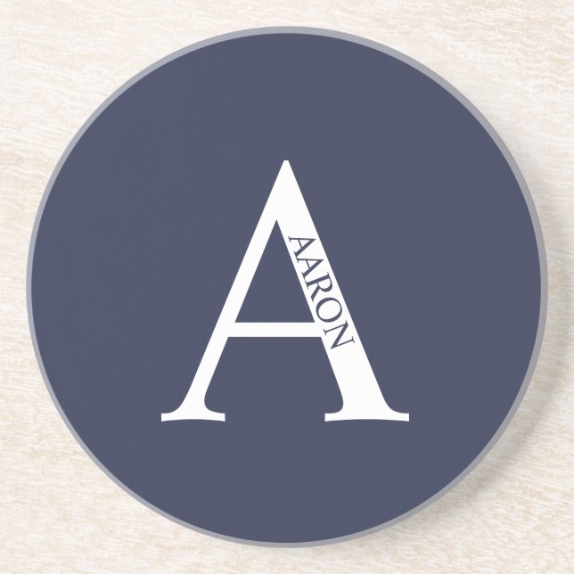 Personalised Monogram and Name Sandstone Coaster (Front)