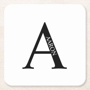 Personalised Monogram and Name Square Paper Coaster