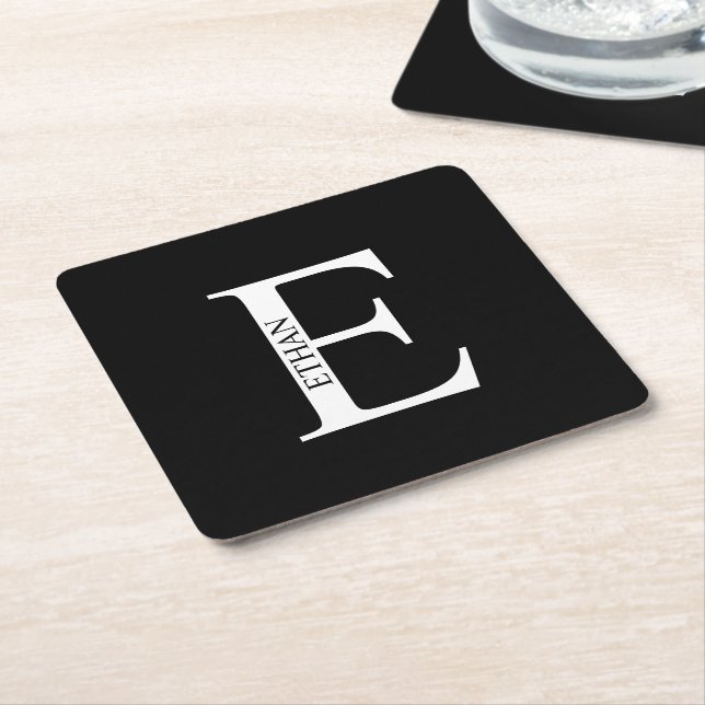 Personalised Monogram and Name Square Paper Coaster (Angled)