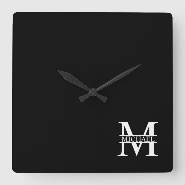 Personalised Monogram and Name Square Wall Clock (Front)