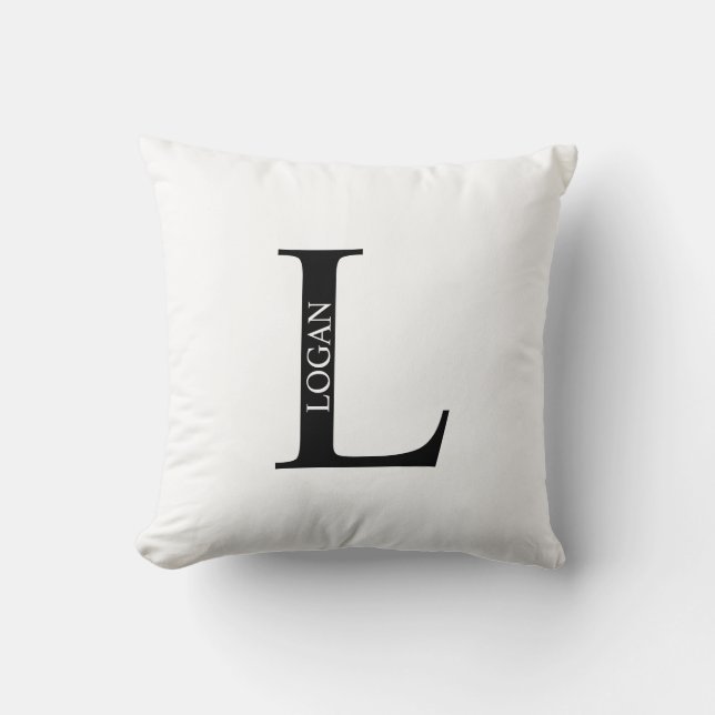 Personalised Monogram and Name Throw Pillow (Front)