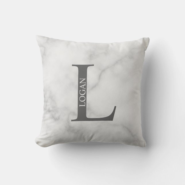 Personalised Monogram and Name Throw Pillow (Front)