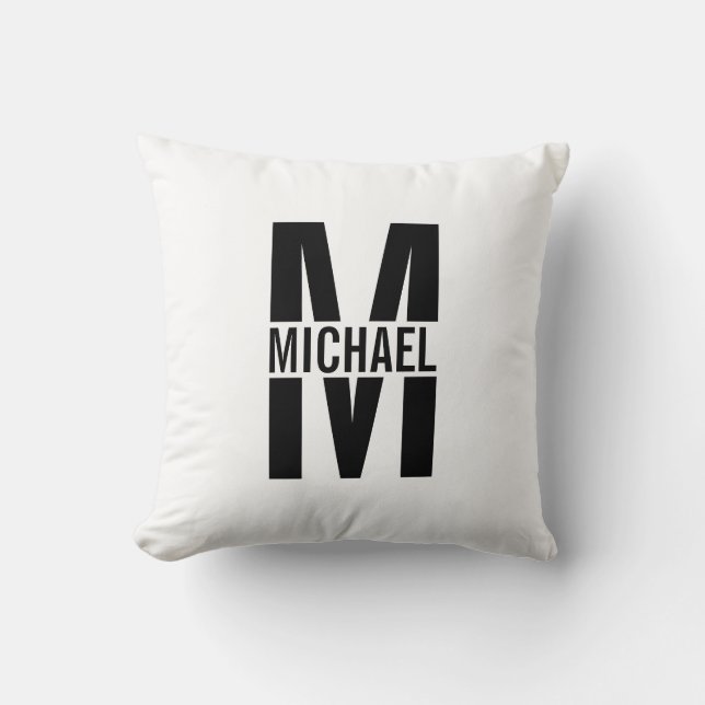 Personalised Monogram and Name Throw Pillow (Front)