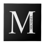 Personalised Monogram and Name Tile<br><div class="desc">Personalised Monogram and Name Design
features personalised monogram and name in classic serif font style.</div>