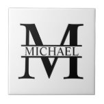 Personalised Monogram and Name Tile<br><div class="desc">Personalised Monogram and Name Gifts
featuring personalised monogram in classic serif font style with box of name in the middle of monogram.

Perfect as home decors,  housewarming gifts,  holiday gifts for family,  newlyweds and more.</div>