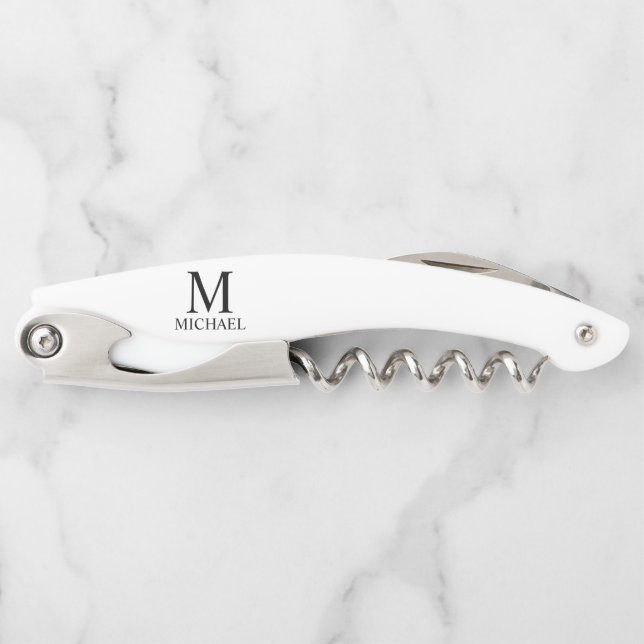 Personalised Monogram and Name Waiter's Corkscrew (Front)
