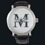 Personalised Monogram and Name Watch<br><div class="desc">Personalised Monogram and Name Gifts
featuring personalised monogram and name in classic serif font style.

Perfect as father's day gifts for dad,  gifts for grandfather,  husband,  groom,  best man,  groomsmen and more.</div>