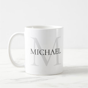Personalised Monogram and Name White Coffee Mug