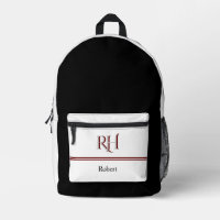 Personalised Monogram and Name White Grey Red