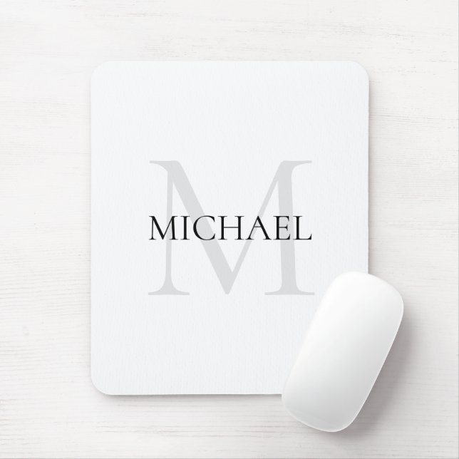 Personalised Monogram and Name White Mouse Pad (With Mouse)