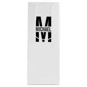 Personalised Monogram and Name Wine Gift Bag