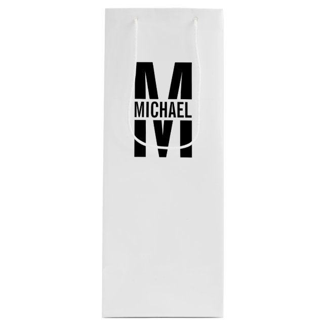 Personalised Monogram and Name Wine Gift Bag (Front)