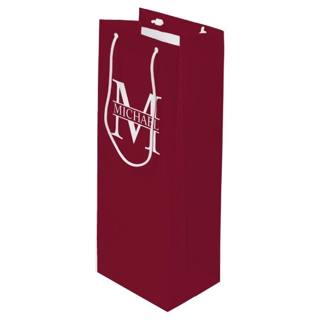 Personalised Monogram and Name Wine Gift Bag (Front Angled)