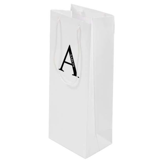 Personalised Monogram and Name Wine Gift Bag (Front Angled)
