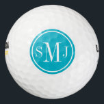 Personalised Monogram and Scuba Blue Frame Golf Balls<br><div class="desc">Preppy monogram. Circle Frame. Elegant Scuba Blue. Design by José Ricardo</div>
