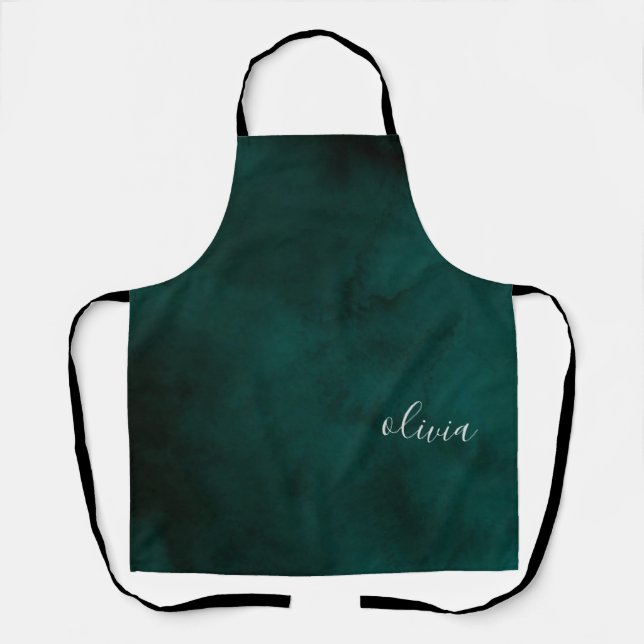 Personalised Monogram Apron – Dark Green  (Front)