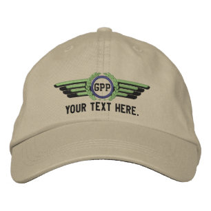 Personalised Monogram Aviation Laurels Pilot Wings Embroidered Hat