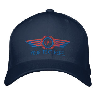 Personalised Monogram Aviation Laurels Pilot Wings Embroidered Hat