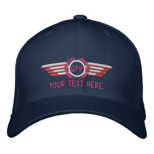 Personalised Monogram Aviation Laurels Pilot Wings Embroidered Hat