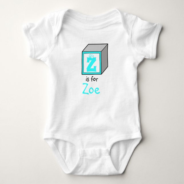Personalised Monogram Baby Alphabet Block Baby Bodysuit (Front)