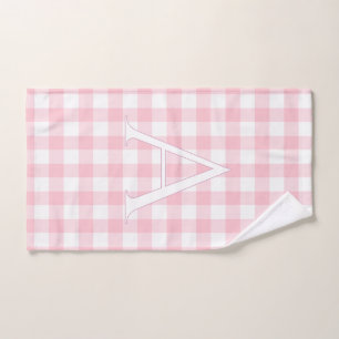 Personalised Monogram Baby Pink Gingham Nursery Bath Towel Set