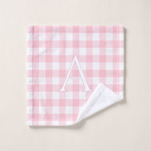 Personalised Monogram Baby Pink Gingham Nursery Wash Cloth