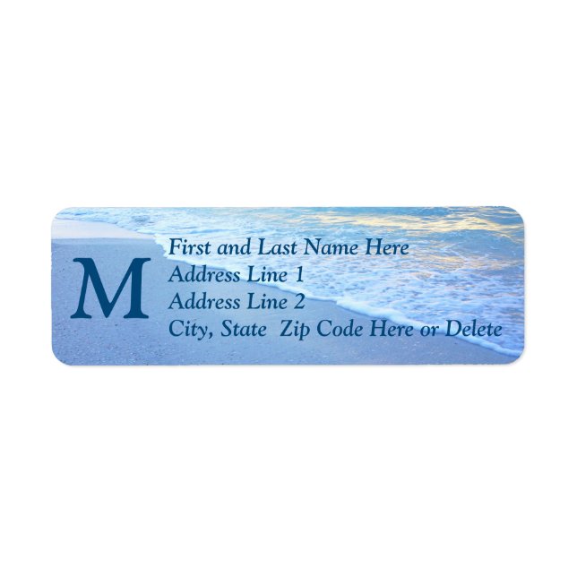 Personalised Monogram Beach Theme Address Labels (Front)