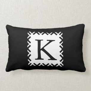 Personalised Monogram Black and White Lumbar Cushion