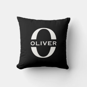 Personalised Monogram Black And White Name Cushion