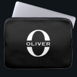 Personalised Monogram Black And White Name Laptop Sleeve<br><div class="desc">This cool black and white monogram design can be given as a gift for a retirement,  birthday,  wedding favour or any occasion. The minimalist design can be customised with the person's initial and name.</div>