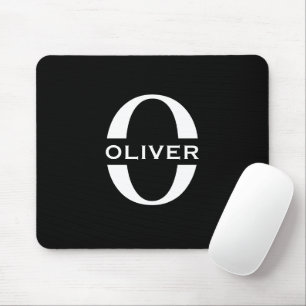 Personalised Monogram Black And White Name Mouse Pad