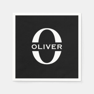 Personalised Monogram Black And White Name Napkin