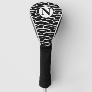 Personalised Monogram Black and White Stripes Golf Head Cover