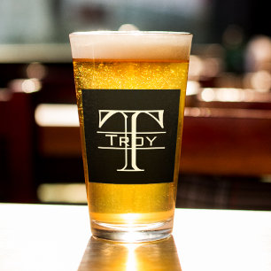 Personalised Monogram Black Block Letter Glass