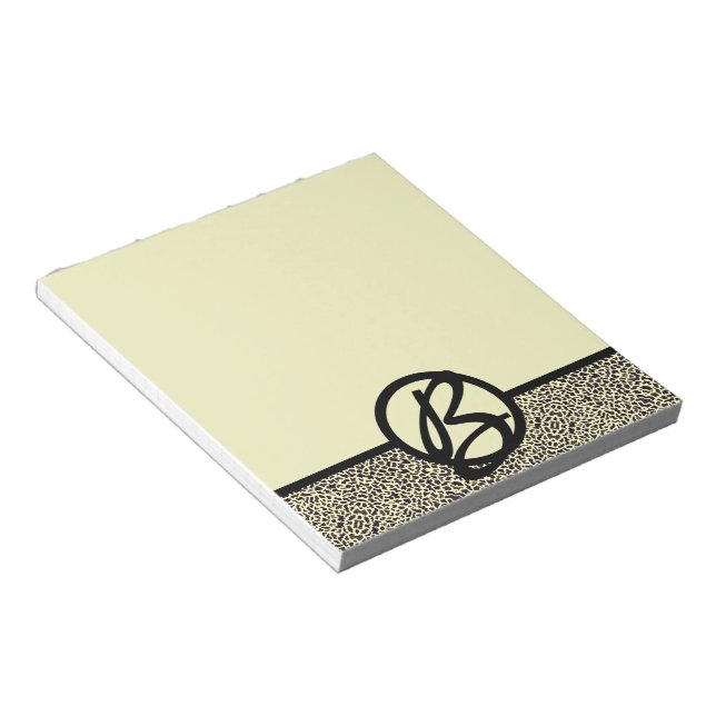 Personalised Monogram Black Cream Leopard Notepad (Angled)