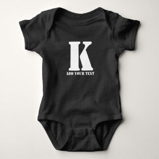 Personalised Monogram Black Custom Modern Text Baby Bodysuit
